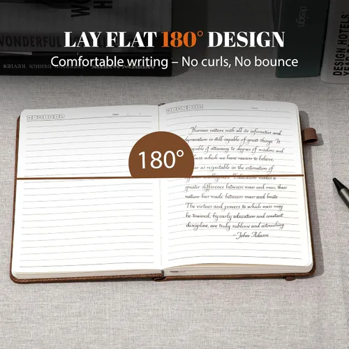 Miniatura 3 de Diario forrado con líneas de CAGIE para hombres y mujeres, diario encuadernado en cuero con anillos de crecimiento de árboles, cuaderno de 256