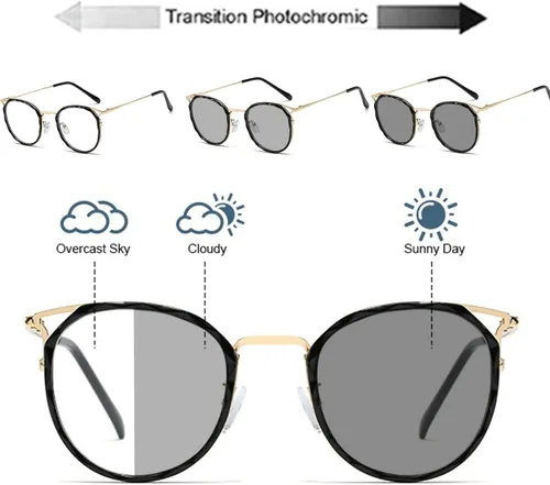 Miniatura 3 de Transición al aire libre fotocromática progresiva multifocal gafas de lectura para mujeres visión ajustable ronda gafas de sol lector