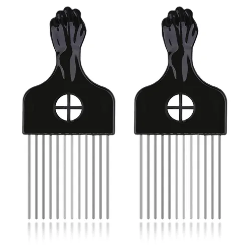 Miniatura 7 de Peine de pelo, peine de metal, peine de púa de metal, desenredar peluca trenzada, peine de peinado, negro, 1 paquete
