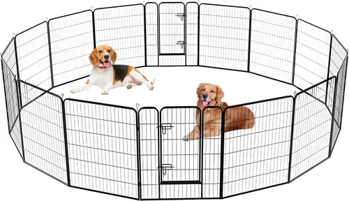 Miniatura 10 de Corralito para perros para interiores, corralito de juego para cachorros para interiores y exteriores, valla de metal de 8 paneles con puertas