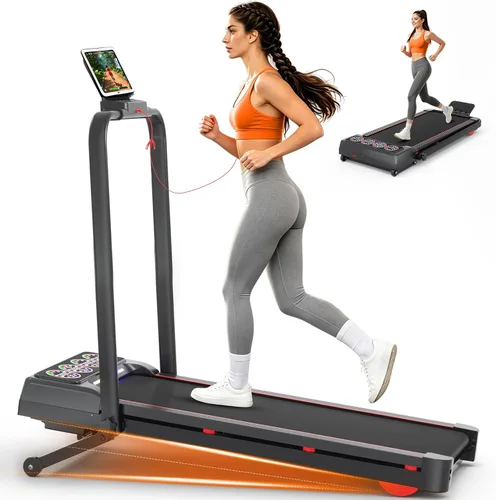 Cinta de correr con tapiz rodante Ecogou con inclinación automática del 12% a 12 niveles, cinta de correr plegable 2 en 1 para debajo del escritorio