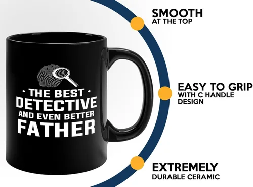 Miniatura 5 de Taza de café detective de 11 onzas, color negro, el mejor detective, policía, patrulla, policía, policía, policía, policía, policía, policía, jefe