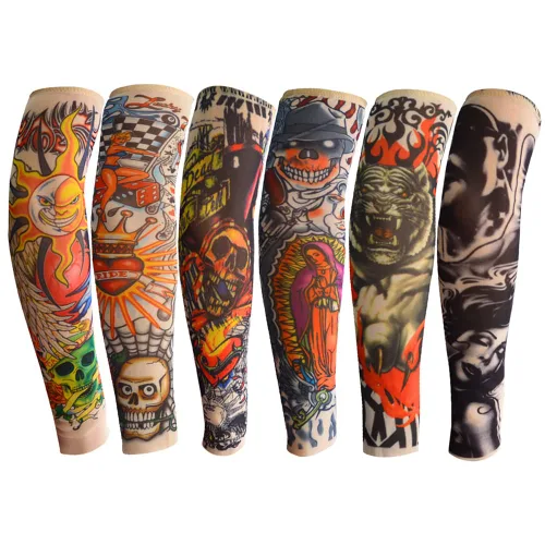 Miniatura 8 de 6 fundas temporales para tatuajes para niños y niñas, mangas de protección solar falsas para deportes al aire libre, equitación, ciclismo, A