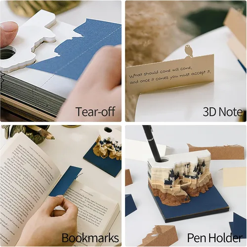 Miniatura 5 de Calendario 3D 2026 – Calendario de tiempo, calendario de escritorio 2026, bloc de notas, castillo mágico, bloc de notas 3D, notas adhesivas Bloc