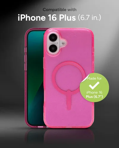 Miniatura 2 de ZAGG Milan Snap Case - Funda para iPhone 16 Plus, purpurina rosa, compatible con MagSafe, protección contra caídas de 13 pies, materiales Destellos