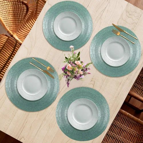 Miniatura 3 de Manteles individuales de 13 pulgadas con cuentas redondas para mesa de comedor - Manteles decorativos con cuentas de vidrio y respaldo de algodón