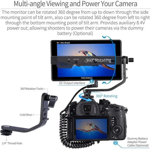 Miniatura 7 de FEELWORLD LUT6 6 pulgadas 2600nits HDR 3D LUT pantalla táctil DSLR Cámara Monitor de campo con forma de onda VectorScope histograma 4K entrada HDMI