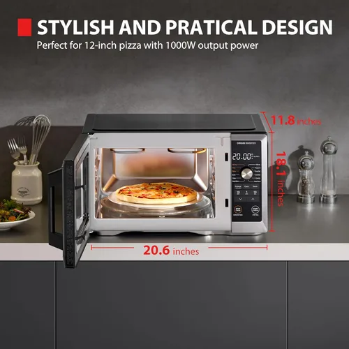 Miniatura 5 de TOSHIBA Optichef Pro Freidora de aire Combo horno microondas para encimera con inversor de origen, ChefDefrost, 1.0 pies cúbicos, 1000 W, acero