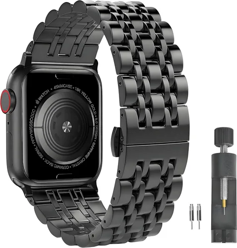 Miniatura 13 de Correa delgada de acero inoxidable compatible con Apple Watch Ultra 3/2/1 (1.929 in) y Series 11 10 9-1 SE 3-1 (46/45/44/42/41/40/1.496 in), correa