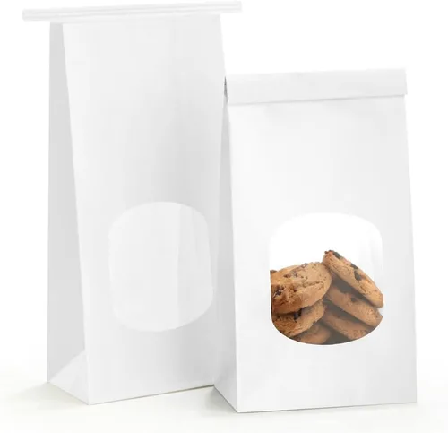 Miniatura 7 de BagDream Bolsas de panadería con ventana, 100 bolsas de papel kraft de 4.5 x 2.36 x 9.6 pulgadas, para ventana de grano de café, galletas