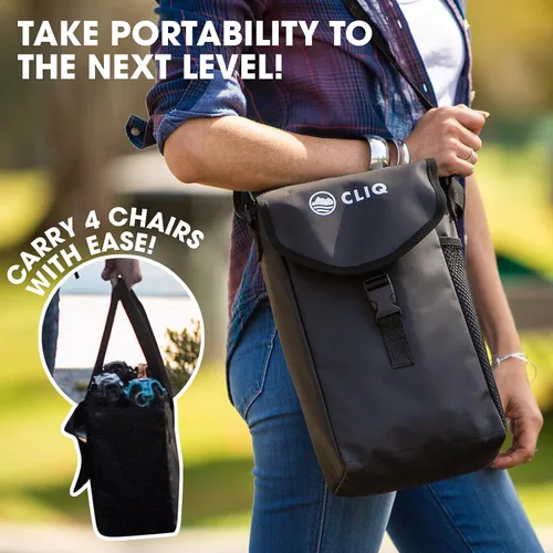 Miniatura 4 de CLIQ Waterproof Chair Bag - Holds 2, 4, and 6 Chairs for Camping and Outdoor Activities Negro