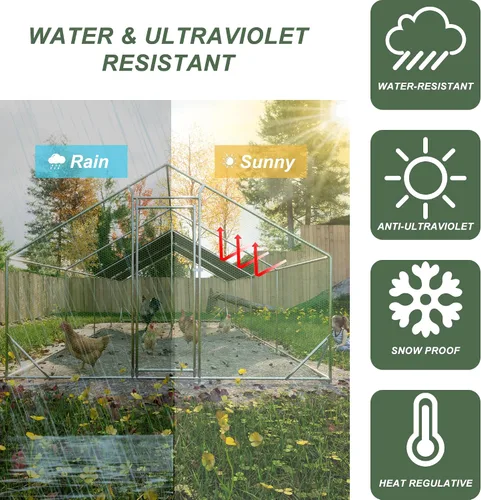 Miniatura 5 de Jaula grande de metal para gallinero con cubierta impermeable y anti-ultravioleta para jardín de granja, jaula para conejos y patos