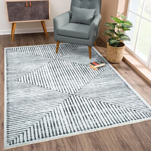 Miniatura 21 de Bloom Rugs Caria Alfombra Lavable Antideslizante de 7 pies - Azul/Carbón Alfombra Tradicional para Entrada, Pasillo, Baño y Cocina - Tamaño Exacto