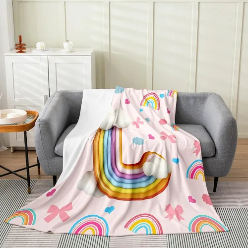 Miniatura 18 de Erosebridal Rainbow English Alphabet Fleece Throw Blanket 40"x50" - Ultra-Soft for Couch Sofa Bed,Cartoon Letters Flannel Blanket,Love Hearts Fuzzy