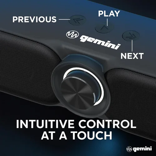 Miniatura 6 de Gemini Barra de sonido Bluetooth portátil alimentada por batería con radio FM incorporada, USB y microSD, altavoz inalámbrico