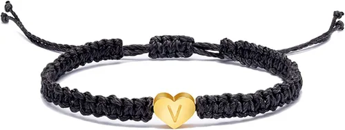 Miniatura 5 de Pulsera personalizada con 26 iniciales de cobre pulsera tejida con letras de corazón de cobre pulsera tejida con dije de corazón delicado