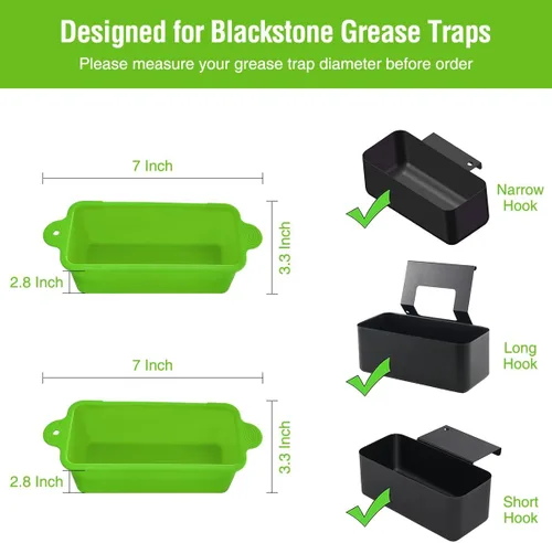 Miniatura 2 de Blackstone - Paquete de 2 forros de silicona para tazas de grasa de 36, 28, 22, 17 pulgadas, bandeja de grasa reutilizable, accesorios Blackstone