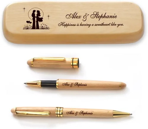 Miniatura 6 de Estuche de madera de arce personalizado y dos bolígrafos para el día de San Valentín