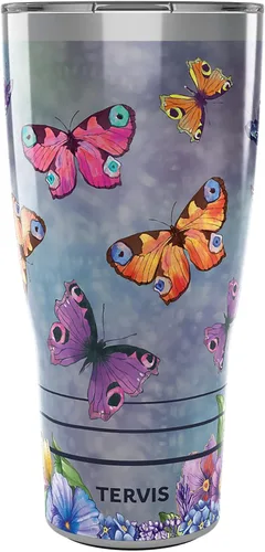 Miniatura 13 de Tervis Traveler Traveler Butterfly Garden - Vaso aislado de triple pared para viaje mantiene las bebidas frías y calientes, 20 onzas, acero