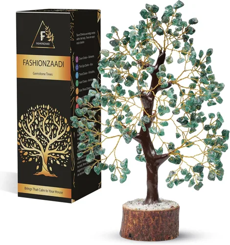 FASHIONZAADI - Árbol de cristal de aventurina verde, cristales y piedras, árbol de gemas, decoración de curación con piedras preciosas y cristales