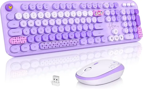 Teclado y mouse inalámbricos, máquina de escribir, teclado de tamaño completo con teclado numérico y mouse conectado USB 2 en 1 para Windows 7/8/10,