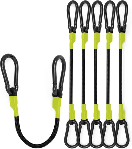 Miniatura 7 de Cuerdas elásticas ajustables de 18 pulgadas con ganchos, ajuste flexible de 6.5 a 18 pulgadas, correas elásticas negras con elasticidad superior