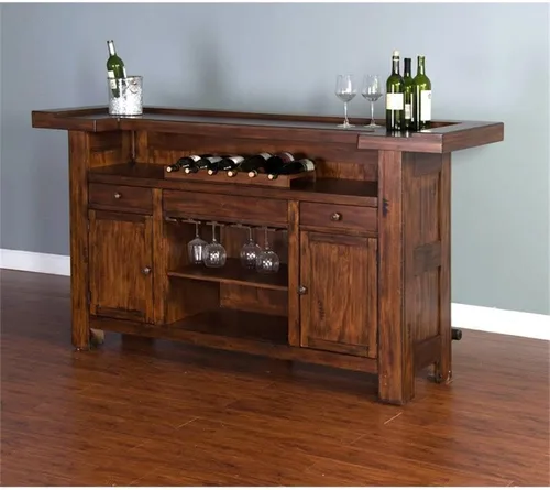 Miniatura 7 de Pemberly Row Unidad de Bar Independiente de Madera Estilo Granja de 78", Estante para Copas de Vino, Gabinetes de Almacenamiento, para Cocina