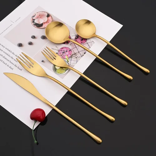 Miniatura 2 de JASHII Juego de cubiertos mate de 20 piezas, cubiertos de acero inoxidable 304 con acabado satinado con mango redondo, servicio para 4, incluye