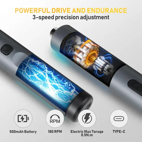 Miniatura 3 de ZOE Destornillador Eléctrico, Mini Juego de Destornilladores de Precisión Inalámbrico, Kit de Destornillador Pequeño con Puntas Magnéticas