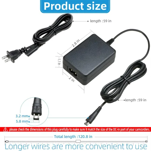 Miniatura 5 de Glorich Adaptador de corriente alterna de repuesto CA-110 para Canon VIXIA HF M50, M500, R60, R50, R500, R40, R400, R300, R20, R200, VIXIA Mini