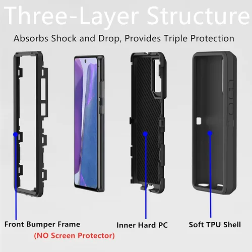 Miniatura 2 de Funda para Samsung Galaxy Note 20 (no para Note 20 Ultra), resistente funda protectora a prueba de polvo, a prueba de golpes, protección contra Negro
