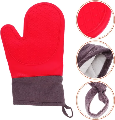 Miniatura 4 de HANABASS Guantes de barbacoa resistentes al calor, guantes de horno de silicona impermeables para cocinar, asar a la parrilla, hornear y barbacoa al