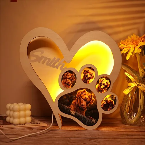 Miniatura 10 de Lámpara de fotos personalizada con 5 imágenes, luz LED para dormitorio, noche 3D, Navidad, cumpleaños, hueso, 8 pulgadas