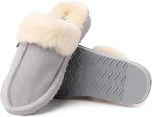Miniatura 112 de Dearfoams Fireside Sydney Pantuflas anchas de piel de oveja para mujer, para interiores y exteriores