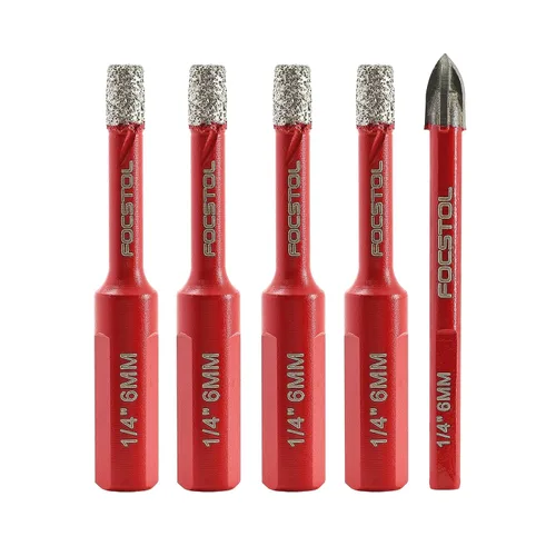 Miniatura 14 de FOCSTOL Broca de núcleo de diamante, 2 piezas de sierra de diamante de 1-1/2 pulgadas (1.496 in) con vástago triangular para azulejos de porcelana