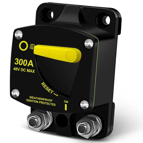 Disyuntor marino de 300 amperios para arrastre de barco con reinicio manual, a prueba de agua, 12 V - 48 V CC