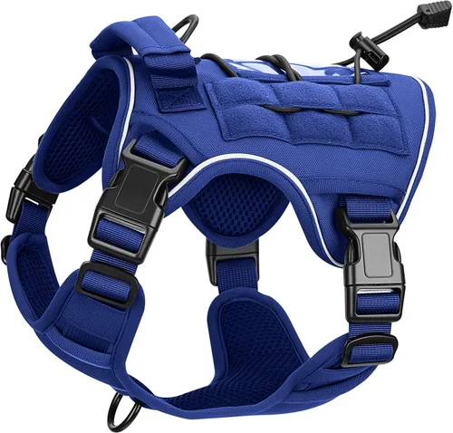 Miniatura 83 de Arnés táctico para perros grandes, chaleco reflectante ajustable sin tirones con sistema Molle, control de grado militar K9 para entrenamiento