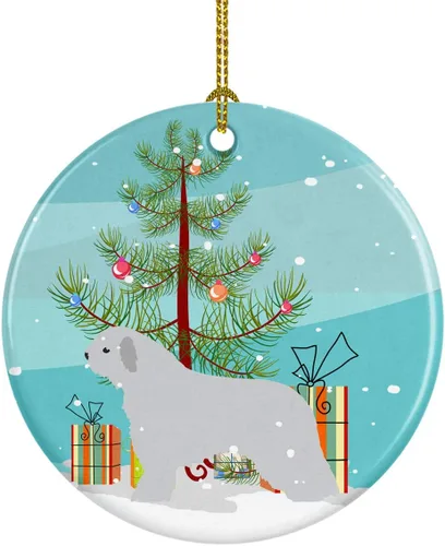 Miniatura 43 de Caroline's Treasures Bulldog inglés «Merry Christmas» adorno de cerámica para árbol de Navidad, decoración colgante para el hogar, Navidad, fiestas