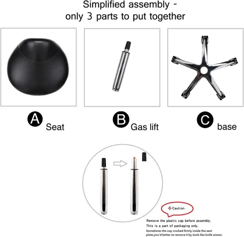 Miniatura 8 de Kaleurrier Taburete con ruedas para sillas de escritorio giratorias de cocina de salón Asiento de sillín; capacidad de peso de 350 libras; altura