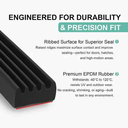 Miniatura 2 de Tira de Sellado de Burletes: Goma Espuma EPDM de 26 Pies con Adhesivo Fuerte para Puerta, Garaje, RV, Camión, Automóvil, Ventana, Aislamiento