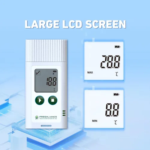Miniatura 8 de Registrador de datos de temperatura USB Freshliance, termómetro digital LCD configurable para refrigerador con informe PDF o CSV, monitor
