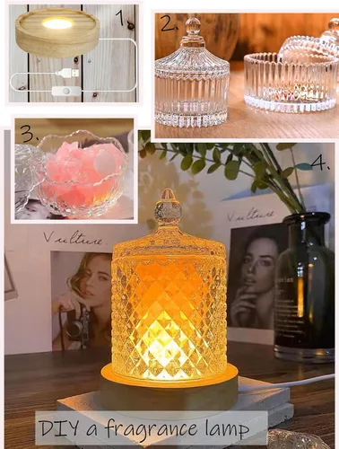 Miniatura 6 de Pedestal de pantalla de luz LED, soporte base de lámpara de madera de haya para acrílico y plexiglás, lámpara de mesa LED de madera para el hogar 3D
