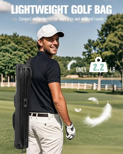 Miniatura 2 de Bolsa de Golf con Soporte, Bolsa de Golf Ligera Par 3 que Sostiene Hasta 7 Palos con Divisores Bidireccionales, Bolsillo Refrigerador, Correa