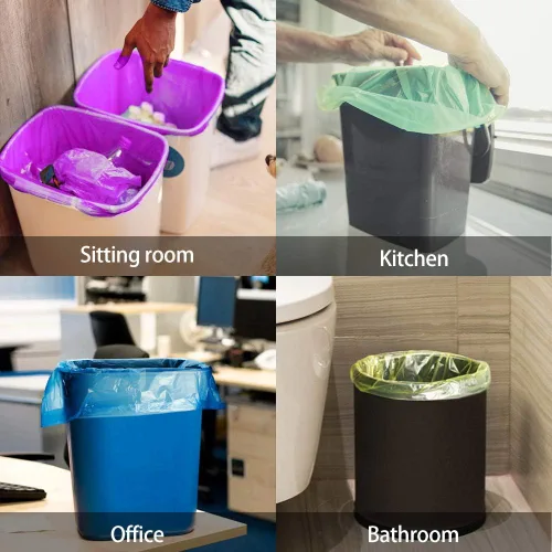 Miniatura 4 de Teivio - Bolsas de basura de 8 galones, 330 unidades, transparentes, coloridas, bolsas de basura para cocina, se adaptan a contenedores de basura