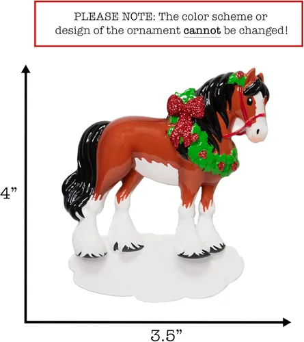 Miniatura 4 de Adorno de Navidad personalizado de caballo 2025 – Personalización gratuita Caballo marrón personalizado para árbol de Navidad – Regalo de jinete