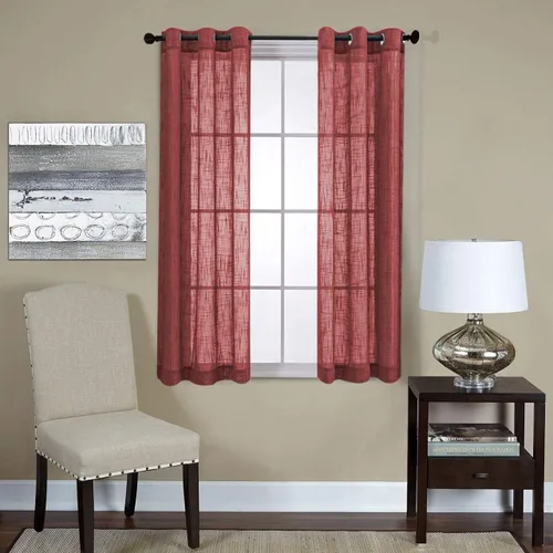 Miniatura 22 de Cortinas para sala de estar de 2 paneles (2 x 37 pulgadas de ancho), cortinas con textura de lino, con ojales, de la marca Miuco