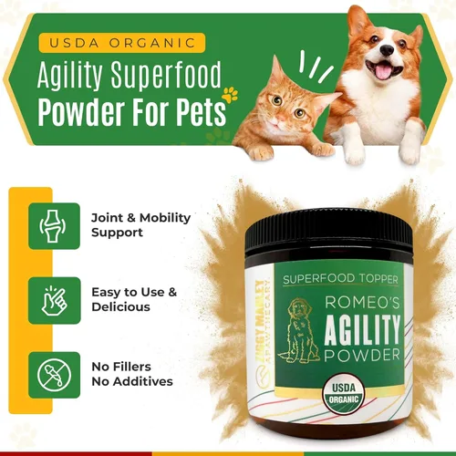 Miniatura 2 de Superalimento en polvo orgánico de agilidad para perros y gatos – Apoya la agilidad y la movilidad – Caldo de huesos orgánico USDA, cúrcuma y 3