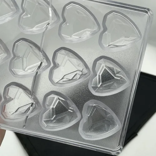 Miniatura 6 de Goldbaking Molde de chocolate con forma de corazón de diamante Bandeja de caramelo de policarbonato