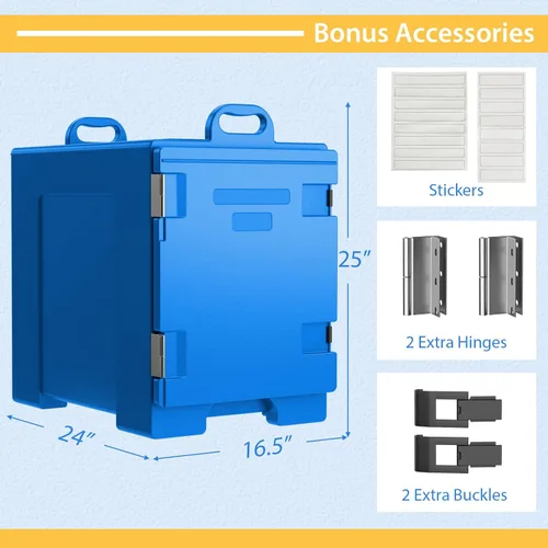 Miniatura 6 de COSTWAY Calentadores de alimentos para catering, cajas calientes para 5 sartenes de tamaño completo, capacidad de 81 cuartos de galón, diseño Azul