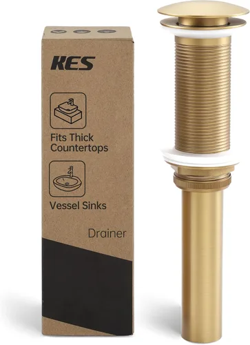 Miniatura 13 de KES Desagüe para lavabo con rebosadero, tapón emergente negro mate, paquete de 2 unidades para lavabo de tocador, tapón de drenaje de metal total